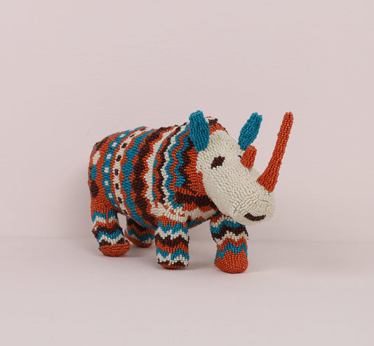 beaded rhino art