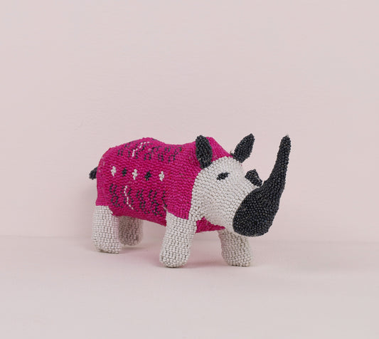 beaded rhino art