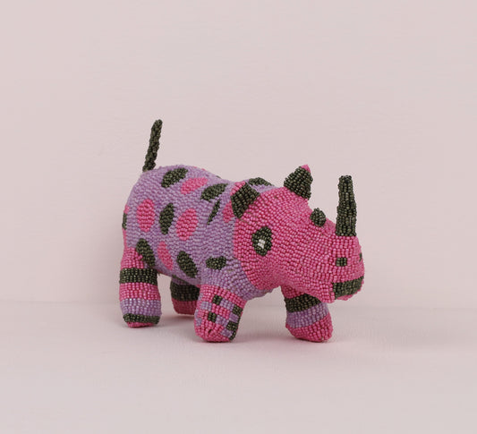 beaded rhino art