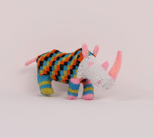 beaded rhino art