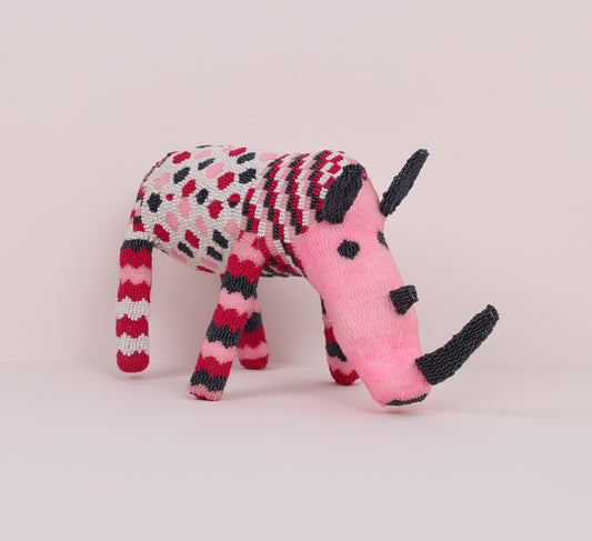 beaded rhino art