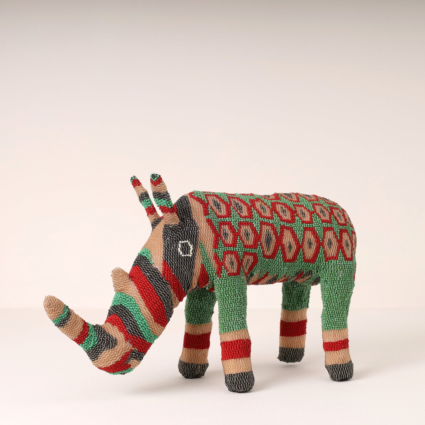 beaded rhino art
