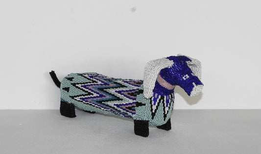 beaded sausage dog art