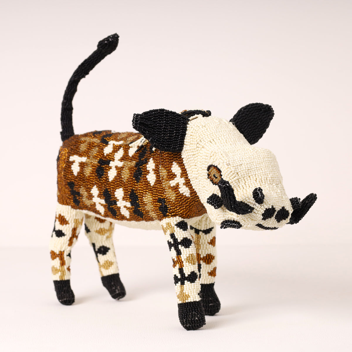 Handmade African beaded warthog sculpture