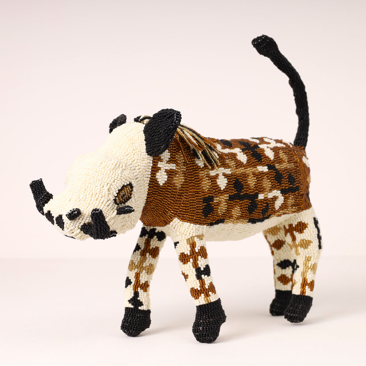 Handmade African beaded warthog sculpture