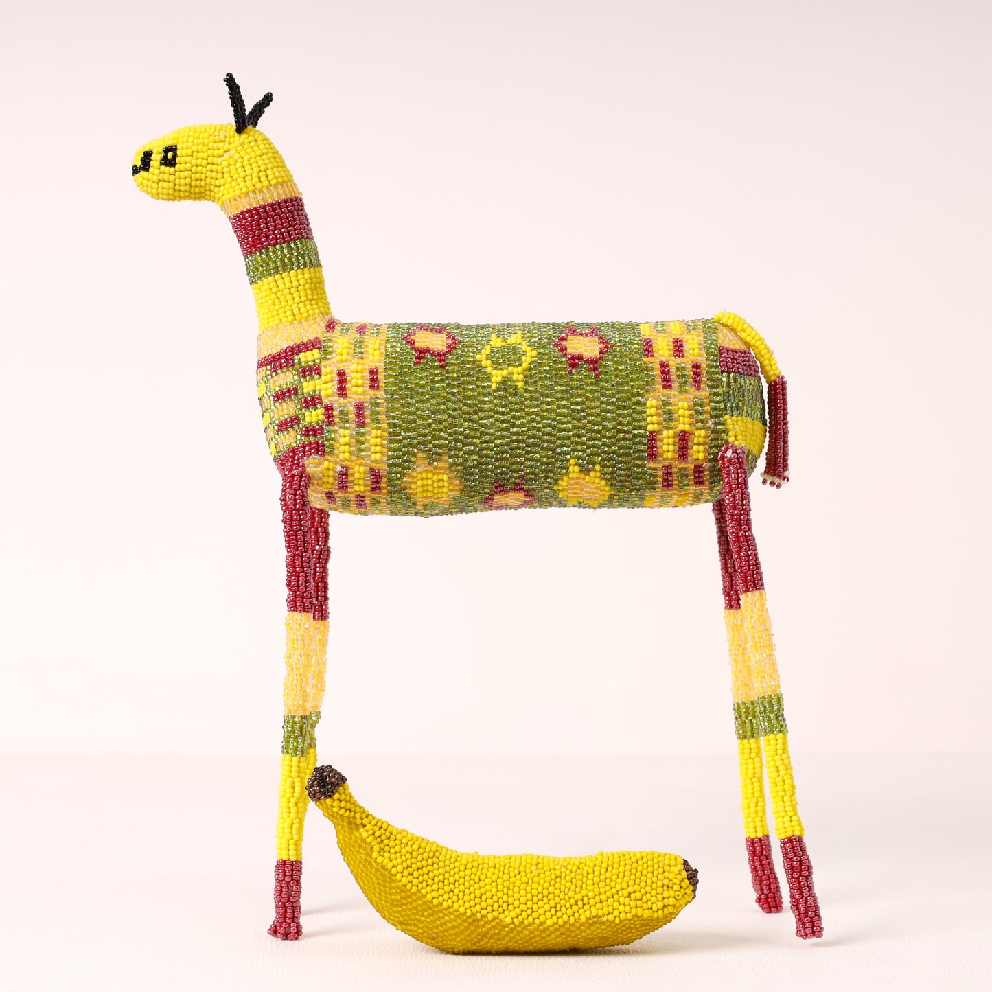 Handmade African beaded zebra sculpture