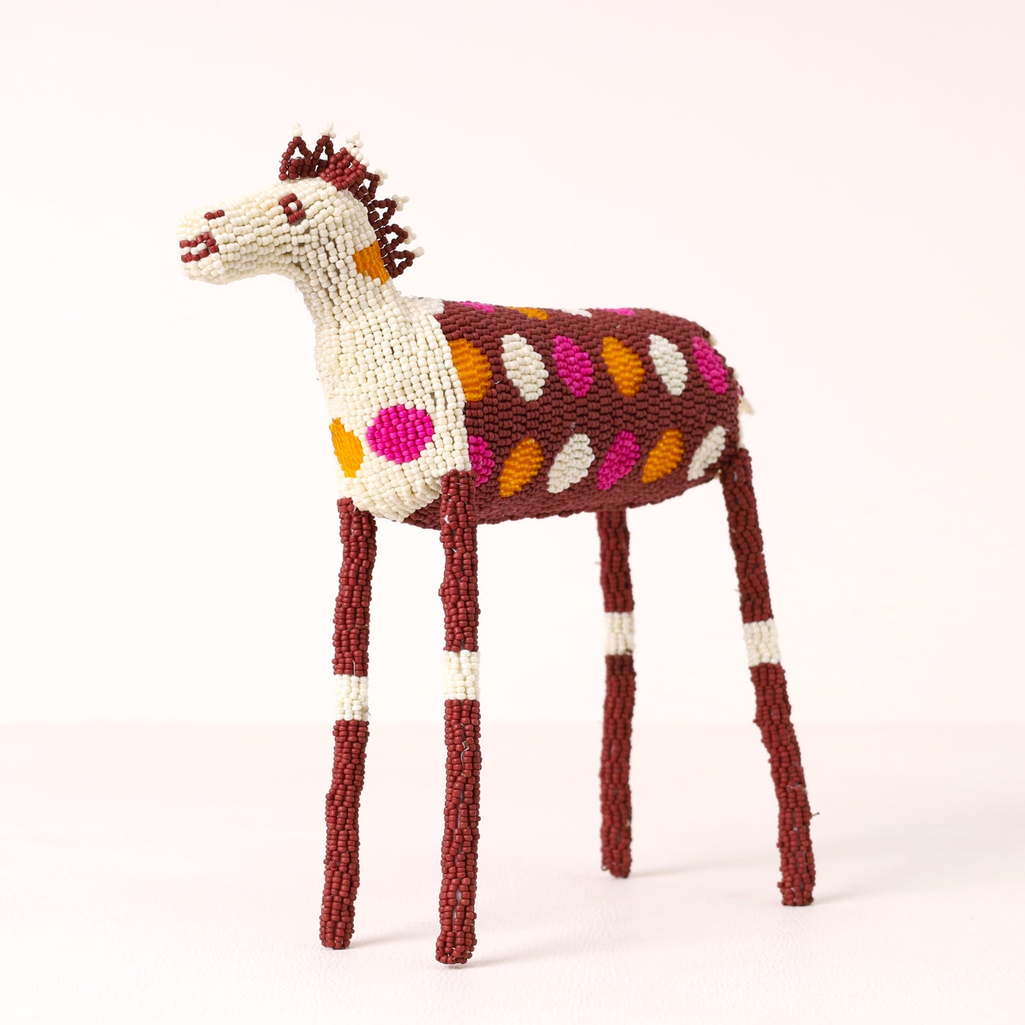 Handmade African beaded zebra sculpture