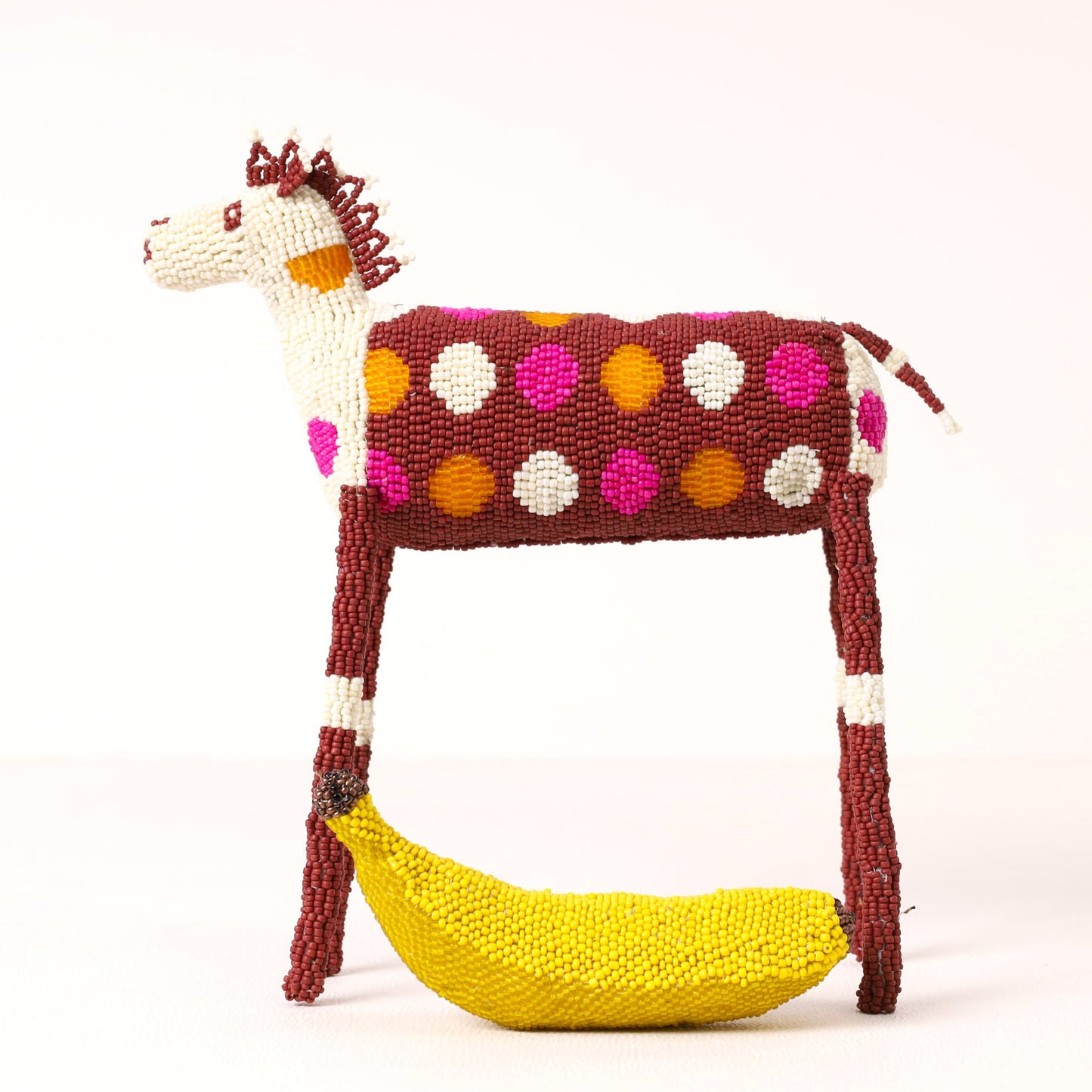 Handmade African beaded zebra sculpture