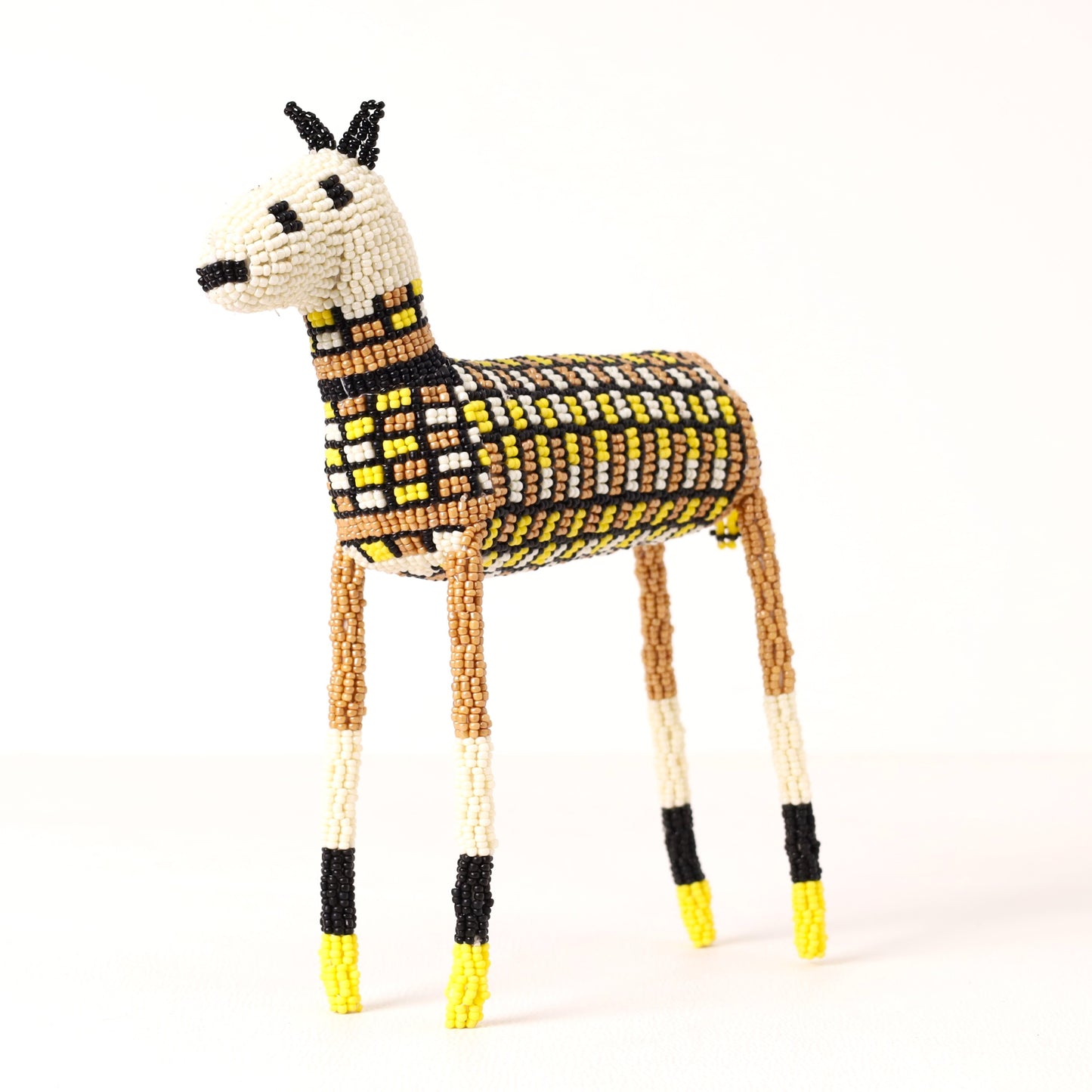 Handmade African beaded zebra sculpture