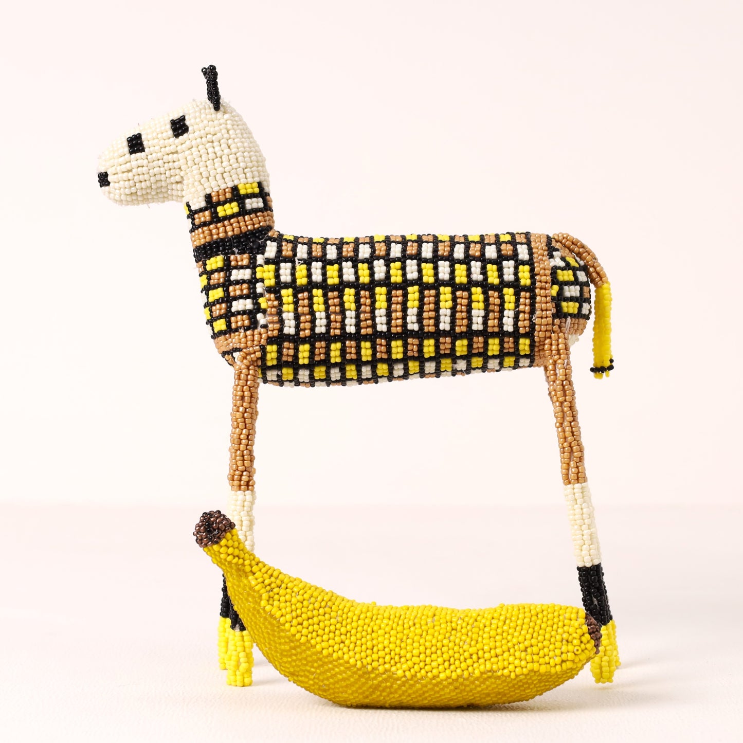Handmade African beaded zebra sculpture