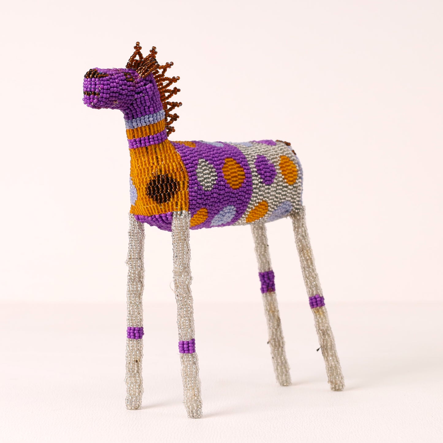 Handmade African beaded zebra sculpture