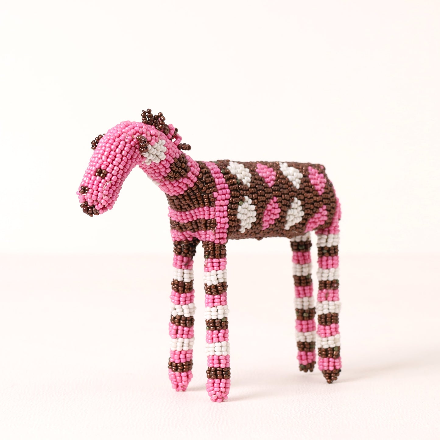 Handmade African beaded zebra sculpture
