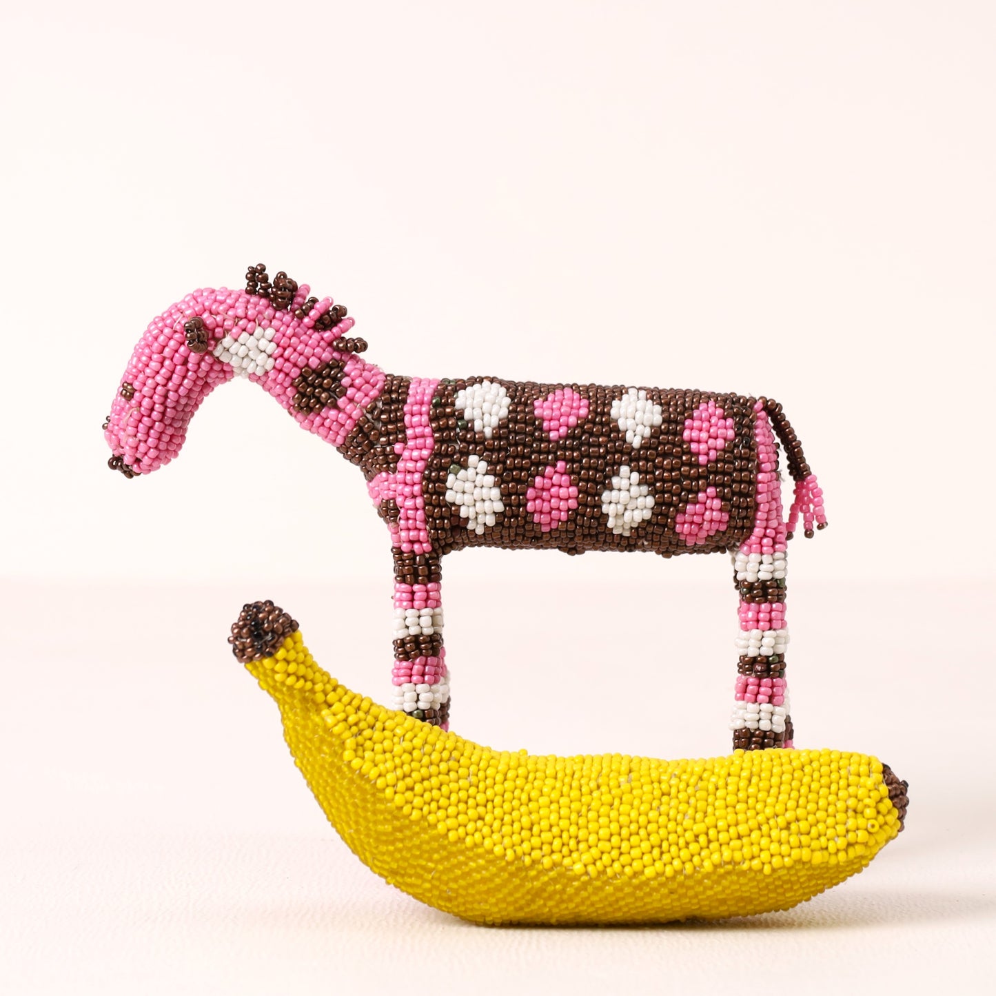 Handmade African beaded zebra sculpture