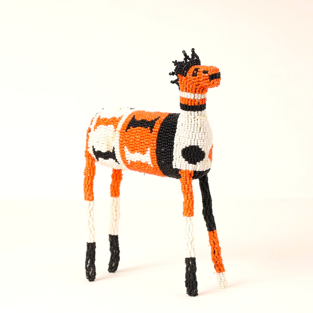 Handmade African beaded zebra sculpture