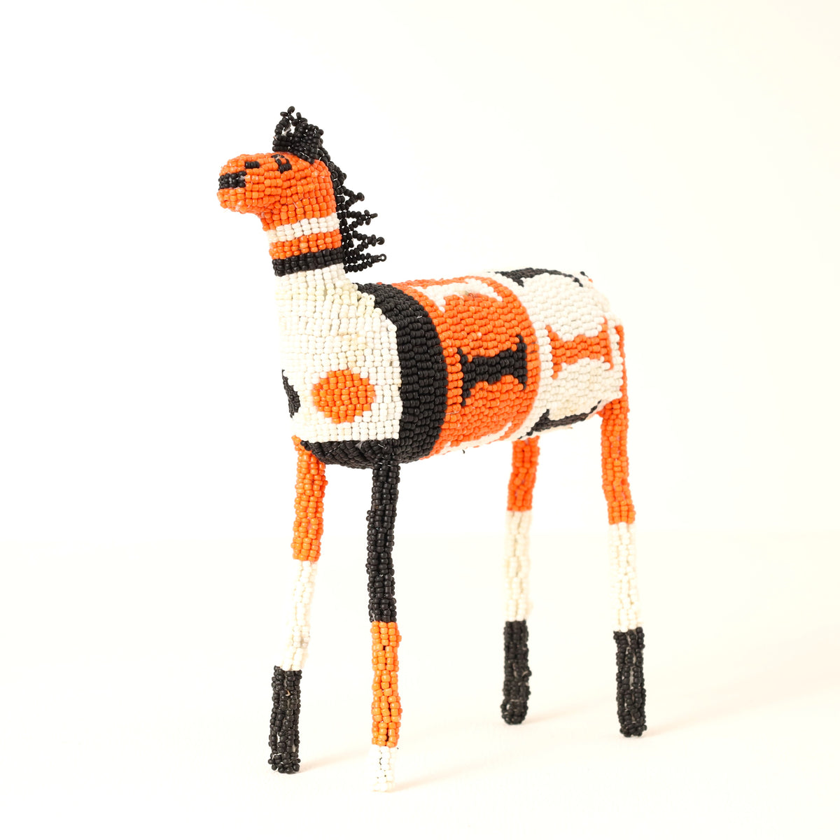 Handmade African beaded zebra sculpture