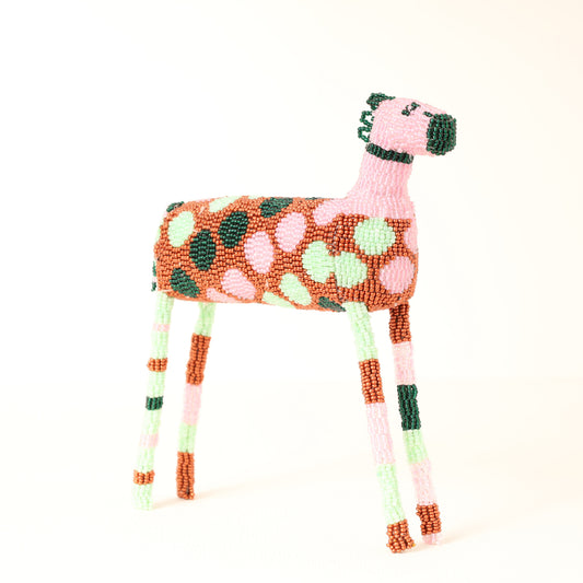 Handmade African beaded zebra sculpture