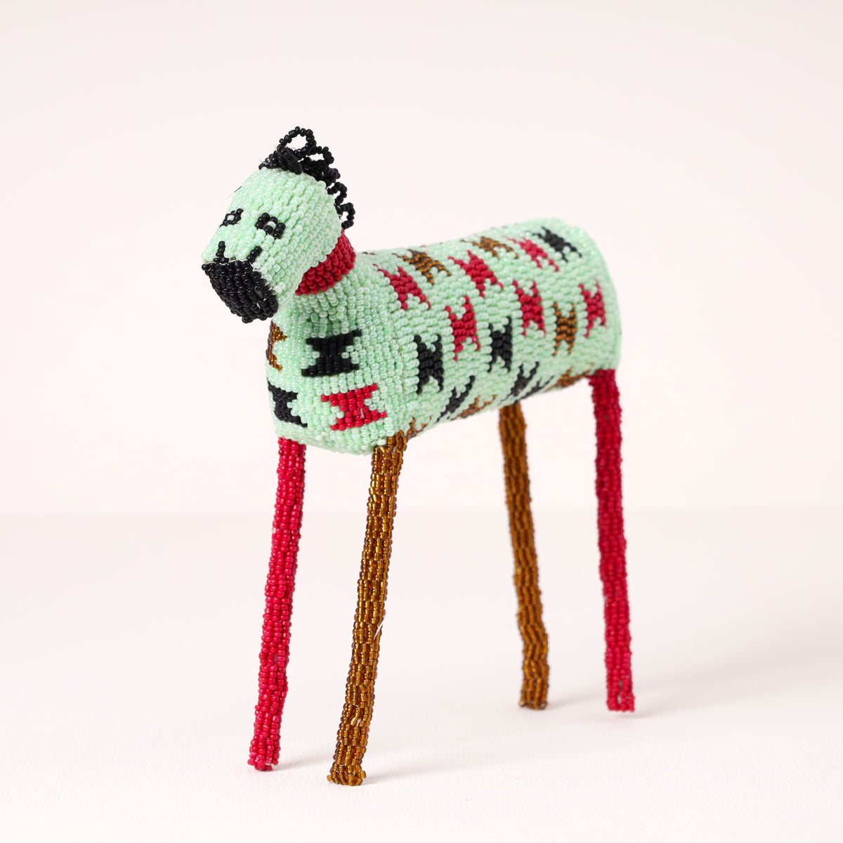 Handmade African beaded zebra sculpture