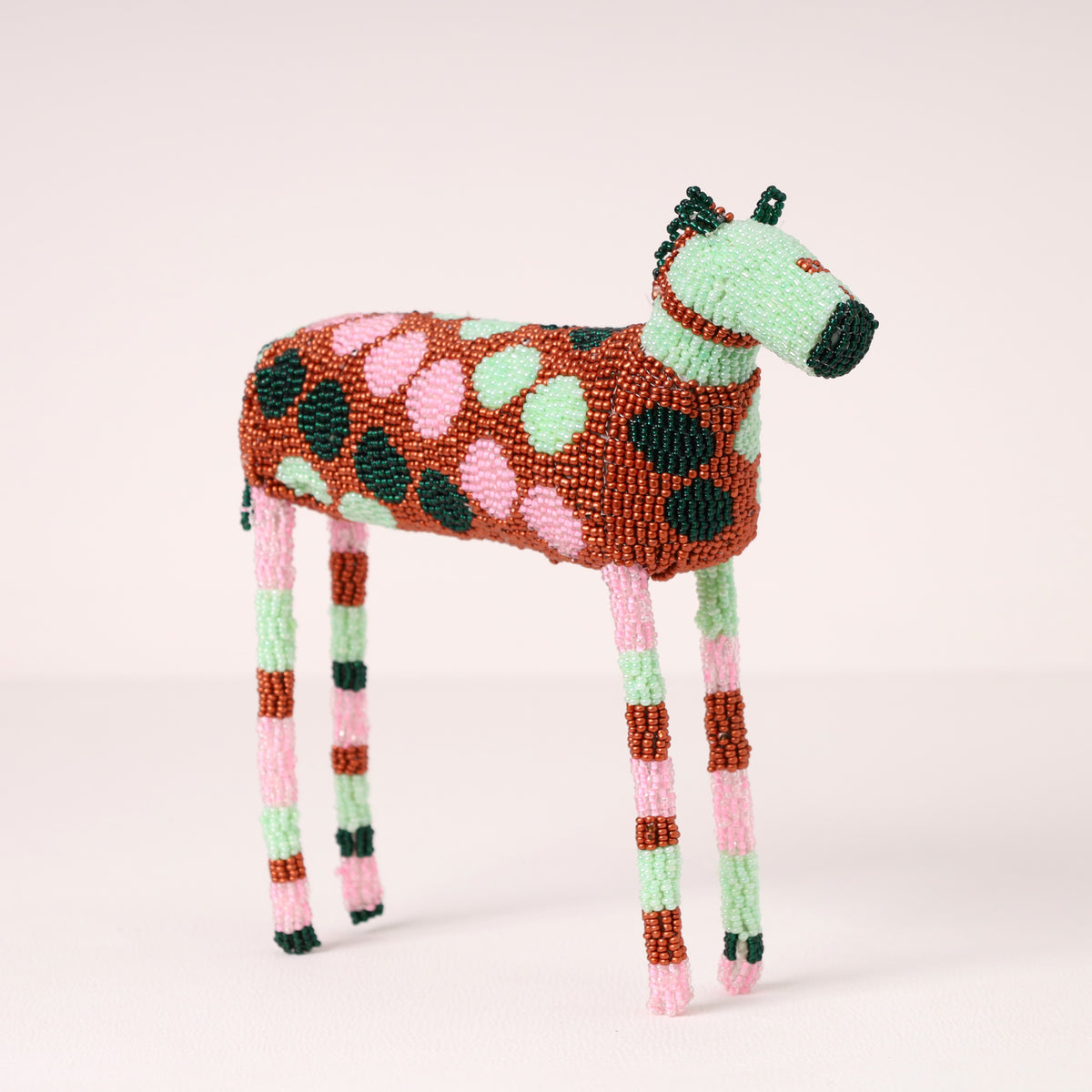 Handmade African beaded zebra sculpture