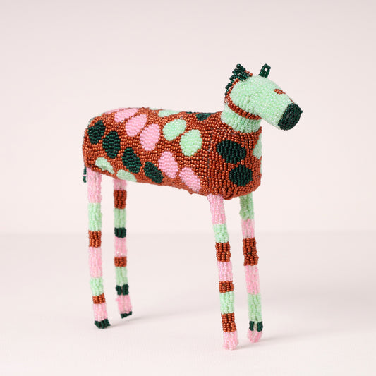 Handmade African beaded zebra sculpture