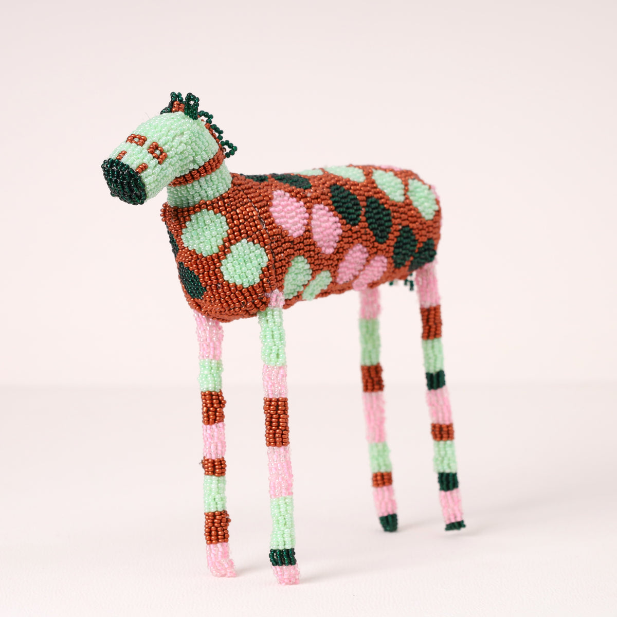 Handmade African beaded zebra sculpture