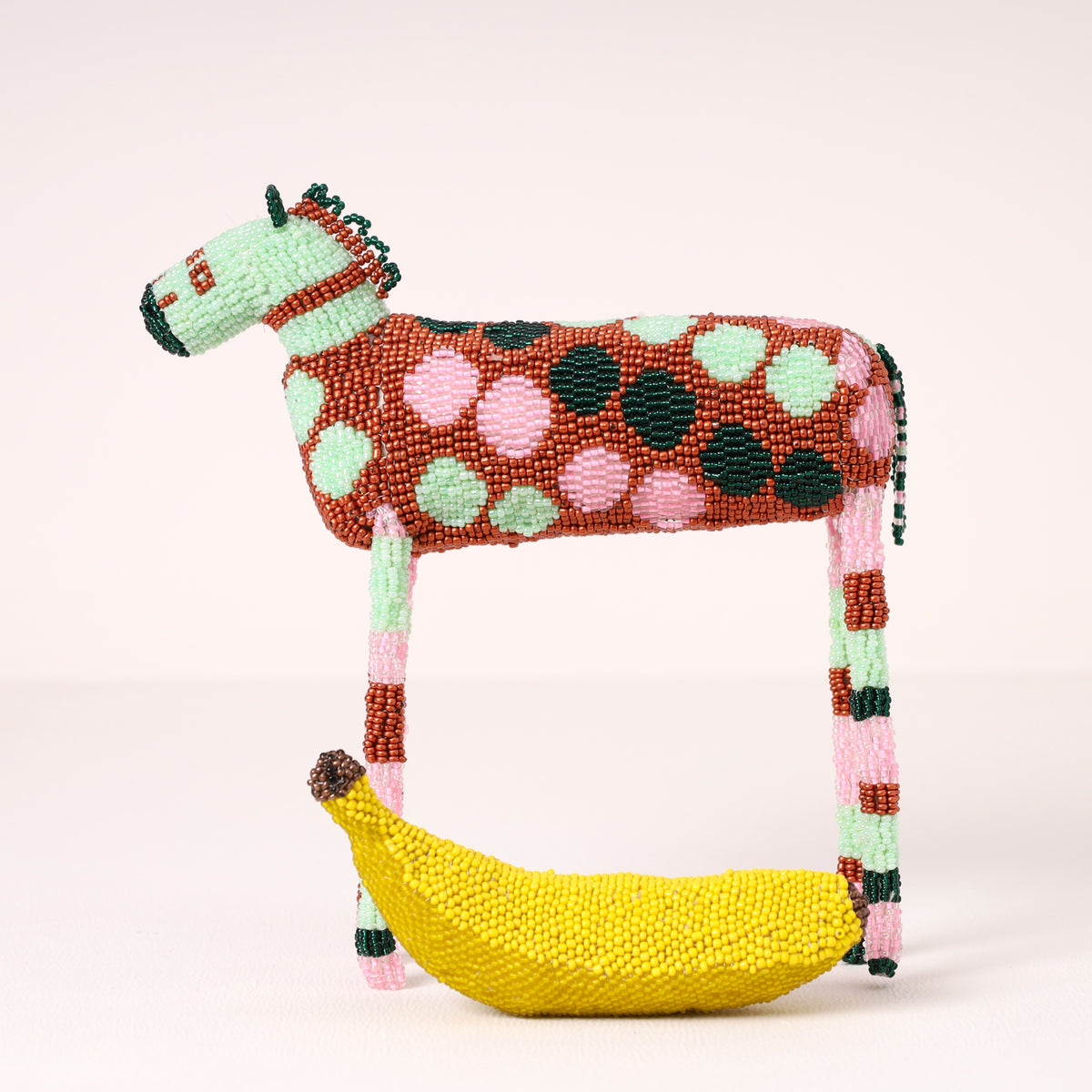 Handmade African beaded zebra sculpture