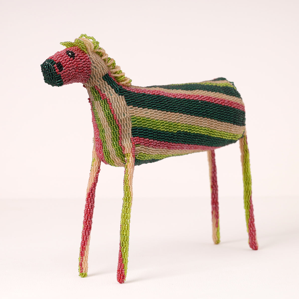 Handmade African beaded zebra sculpture