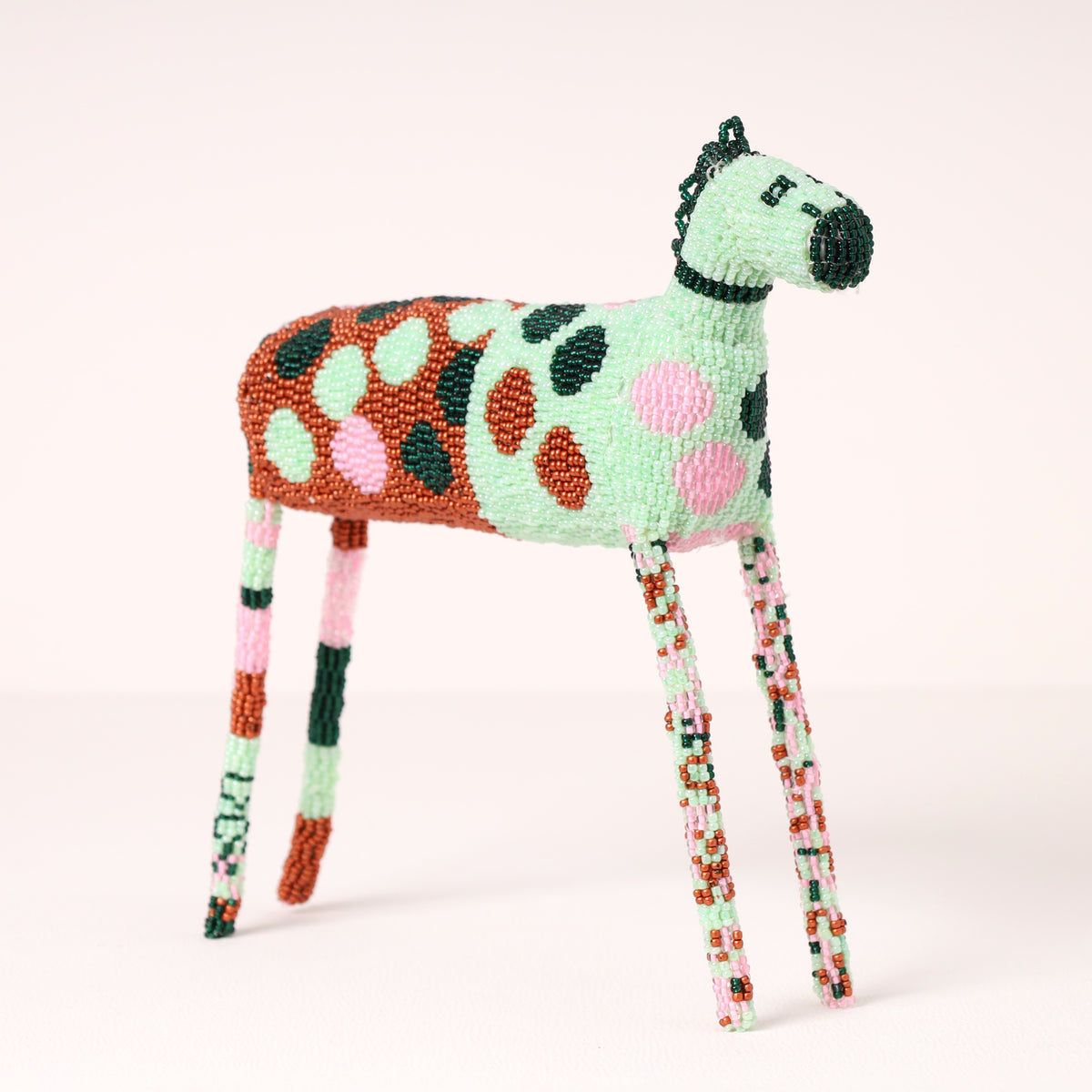 Handmade African beaded zebra sculpture