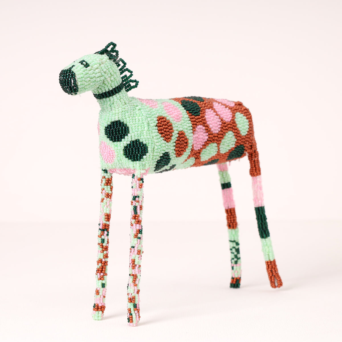 Handmade African beaded zebra sculpture