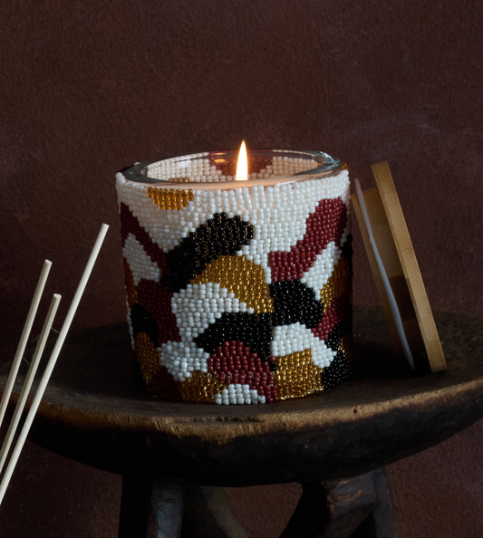 Beaded Luna Candle