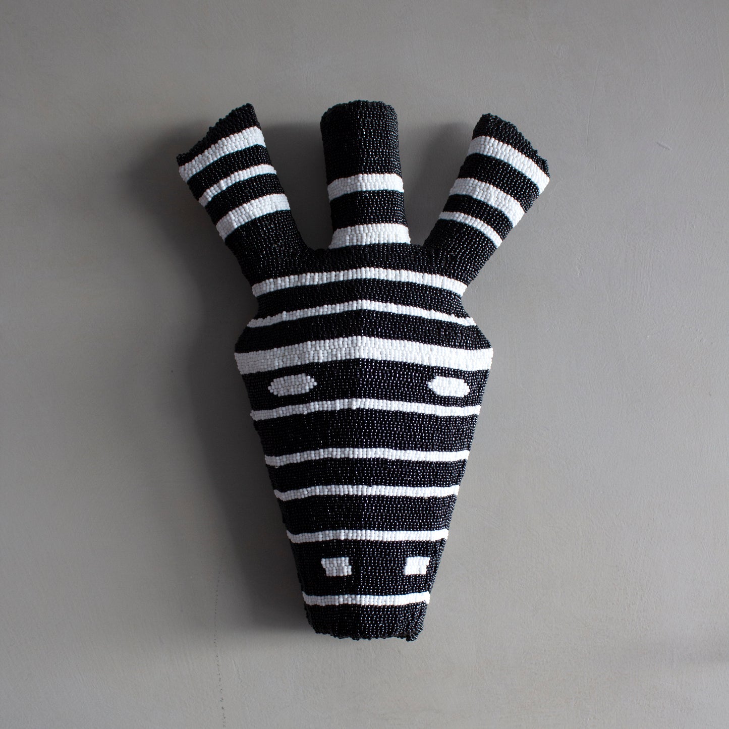beaded wall-hanging zebra art