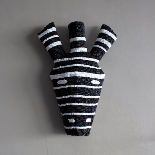 beaded wall-hanging zebra art